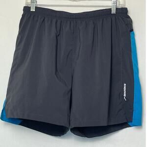 Brooks Men’s Medium Gray Blue Running Shorts Athletic Training Activewear Gym